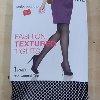 Hanes Style Essentials Tights Womens Size M/L Black Fashion Textured Fishnet